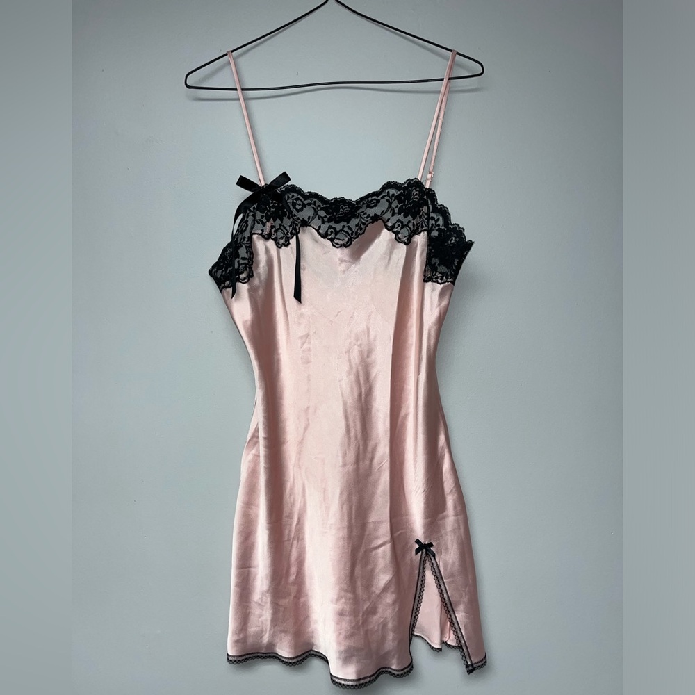 Victoria's Secret Pink Slip Black Lace & Bows